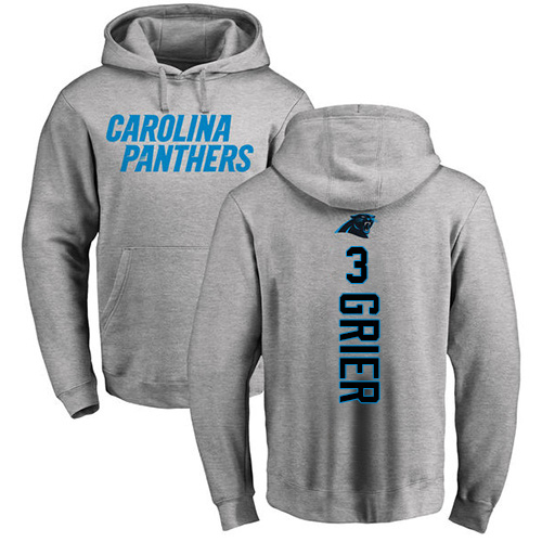 Carolina Panthers Men Ash Will Grier Backer NFL Football 3 Pullover Hoodie Sweatshirts